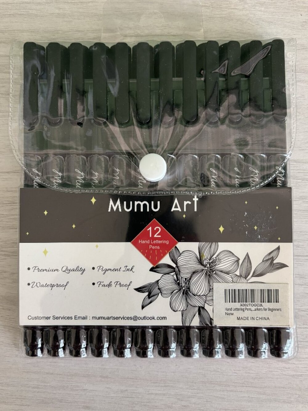 Hand Lettering Pen set (12 different tips) All Black ink. NEW